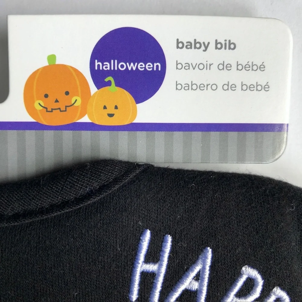 🎃$8🎃NEW Halloween Baby Bib Happy Halloween Pumpkin Black Orange